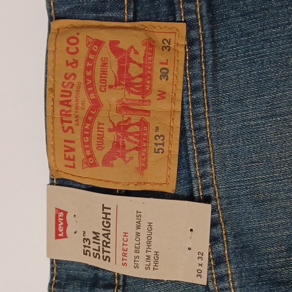 NWT Levi Strauss & Co. Mens 513 Slim Straight Blue Denim Jeans Sz. 30 x 32 - Picture 2 of 14